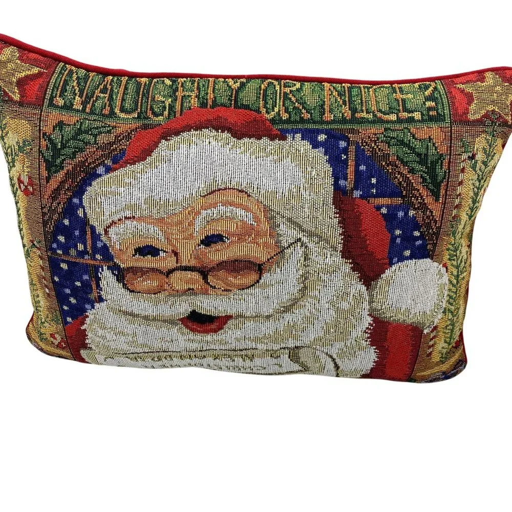 Santa‎ Claus Tapestry Christmas throw pillow rectangle naughty or nice list